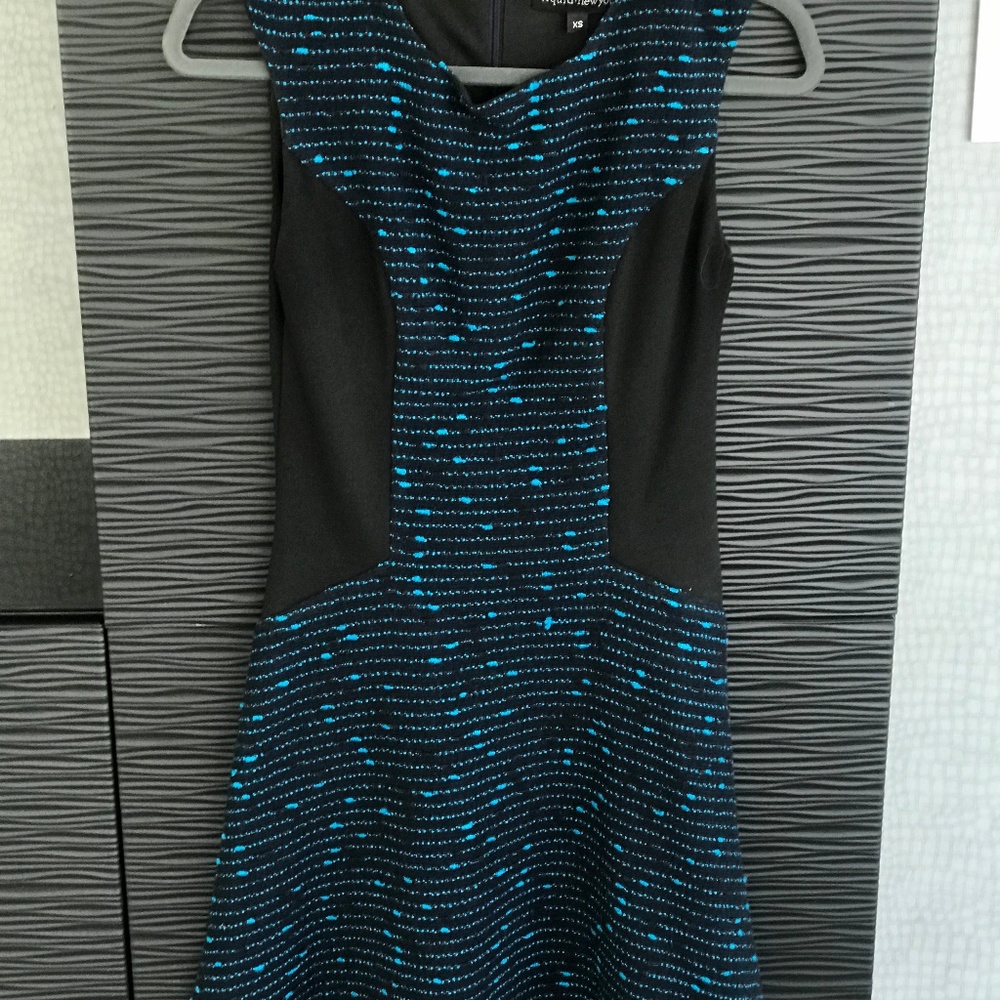 Liquid New York Blue Tweed Color Block Dress